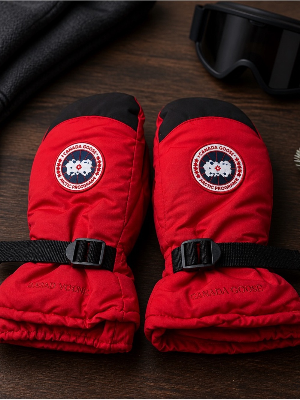 Canada Goose Red and Black Arctic Program Mittens